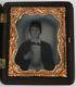 Ambrotype CIVIL War Soldier Amber Glass Full Union Case