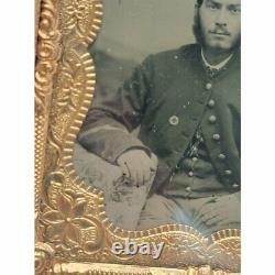 Ambrotype Plate Photograph CIVIL War Soldier With Corps Badge Very Nice Rare