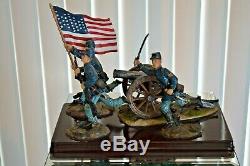 American Civil War Battle Charge Flag Soldiers Cannon Statue Figurine
