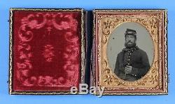 Antique 1/6 Plate Ruby Ambrotype Of CIVIL War Soldier