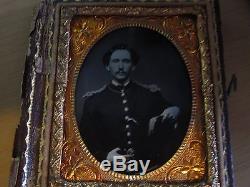 Antique 1/9 Plate Ambrotype Glass Photo of Civil War Military Officer Soldier