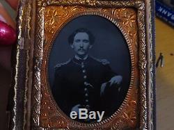Antique 1/9 Plate Ambrotype Glass Photo of Civil War Military Officer Soldier
