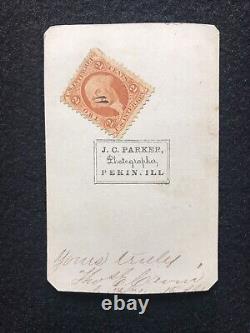 Antique 146th Infantry Pekin Illinois ID'd Civil War Soldier Cdv Photo Stamp