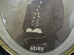 Antique 1860's Civil War Era Cabinet Photo Of A Soldier in Period Oval Frame