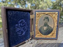 Antique 1860's Civil War Soldier Ambrotype Photo Housed In Thermoplastic Case