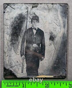 Antique 1860s Civil War Soldier Rifle Uniform Glass Negative Photo