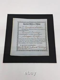 Antique 1862 Civil War soldier draft notice paper from Militia of Maine Union