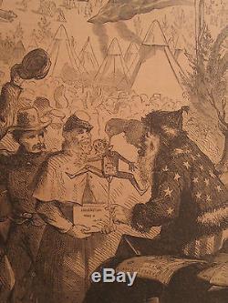 Antique 1863 CIVIL War Engraving Santa Claus Reindeer Camp Toy Soldier Mail Gift