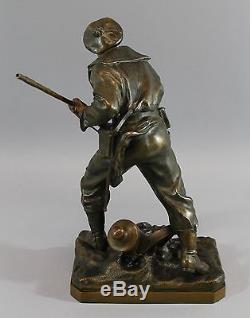 Antique Bradley & Hubbard Bronzed Spelter Metal Civil War NAVY Soldier Statue NR
