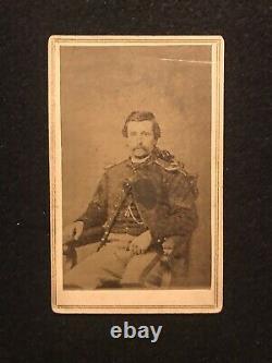 Antique Brandon Vermont Identified Civil War Soldier With Epaulets Cdv Photo