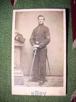 Antique CDV PHOTO Civil War ARTILLERY Soldier in Uniform With SWORD & SLOUCH HAT