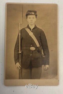 Antique CDV Photo Armed Civil War Soldier Child Teenager William Henry Clark PA