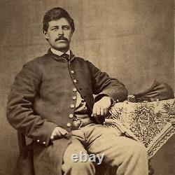 Antique CDV Photograph Handsome Civil War Soldier Mustache Paris KY