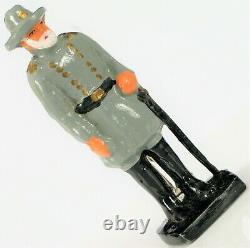 Antique CIVIL War Hand Painted Confederate Robert E Lee Toy Soldier W Box Nos