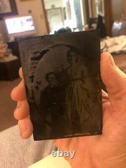 Antique CIVIL War In Period Photograph On Glass Or Glass Plate Negative Soldier