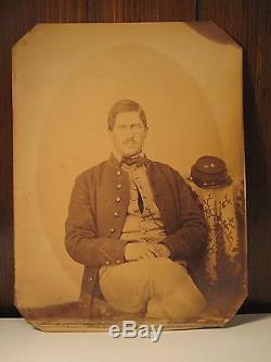 Antique CIVIL War Union Soldier Buttons Kepi #3 Large Rare Photo Last Found Ma