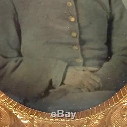 Antique Civil War Ambrotype Photo of Confederate Soldier in Uniform in Orig Case