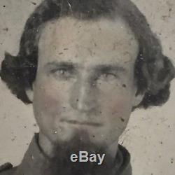 Antique Civil War Ambrotype Photo of Confederate Soldier in Uniform in Orig Case