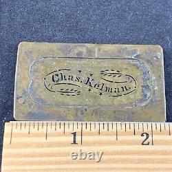 Antique Civil War Era Soldier's Stencil Chas. Kelman Charles Brass