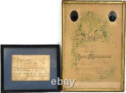 Antique Civil War Era Soldiers Marriage Cert. With Tin Type Photos & Witness