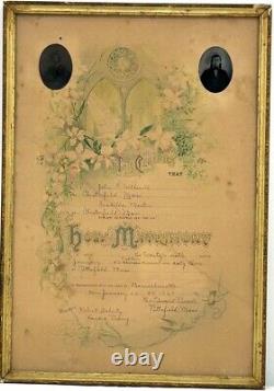 Antique Civil War Era Soldiers Marriage Cert. With Tin Type Photos & Witness