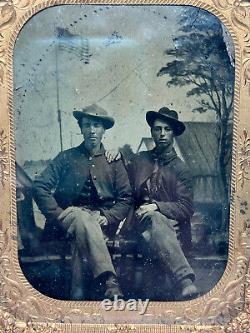 Antique Civil War Era Union Northern Soliders 1/4 Plate Tintype In Case No Front