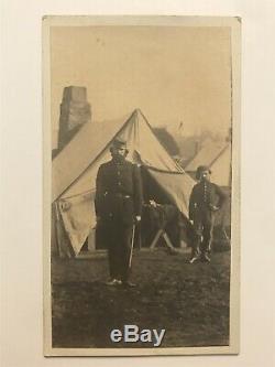 Antique Civil War Rhode Island Zouave Soldiers Camp Scene Salt Cdv Photo