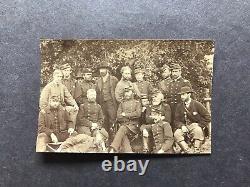 Antique Civil War Soldier And Officers Outdoors Unmounted Cdv Photo