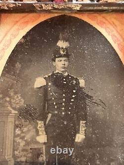 Antique Civil War Soldier CDV Photo a Proud Young Man with Uniform Framed