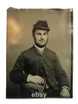 Antique Civil War Soldier In Kepi Possible Confederate Tintype Photo