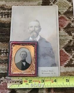 Antique Civil War Soldier Photograph, Tintype, Buttons, GAR Medal Michale Jewett