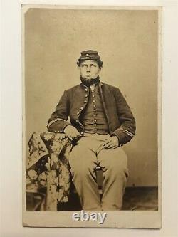 Antique Civil War Soldier With Hat Lancaster Pennsylvania Tax Stamp Cdv Photo