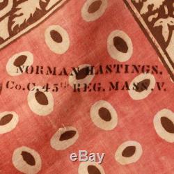 Antique Civil War Soldier's Bandanna c. 1860s Handkerchief Stamped Union Private