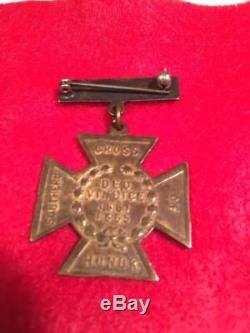 Antique Civil War Southern Cross Of Honor Original Rebel Soldiers Display Pin