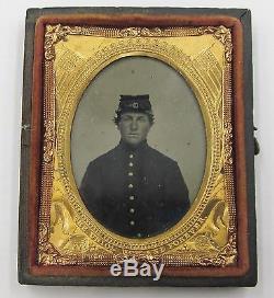 Antique Civil War Tintype Photo Photograph Union Soldier Military Frame