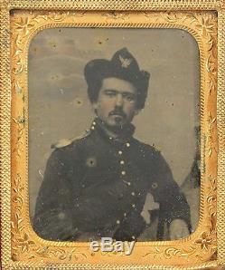 Antique Civil War Tintype Photograph Joseph Fontain Union Cavalry Soldier & Case