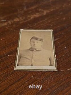 Antique Civil War Tiny CDV Union Soldier Ed Moss Photograph Iowa 35th Inf I Comp