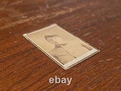 Antique Civil War Tiny CDV Union Soldier Ed Moss Photograph Iowa 35th Inf I Comp