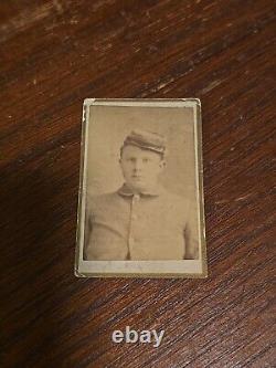 Antique Civil War Tiny CDV Union Soldier Ed Moss Photograph Iowa 35th Inf I Comp