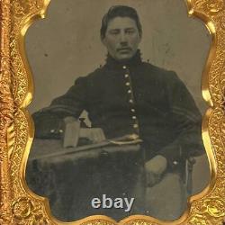 Antique Civil War Union Soldier Artillery Corporal 6th Plate Tintype Photo Case