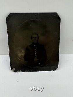 Antique Civil War Union Soldier In Uniform Tintype Photo