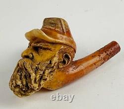 Antique Figural American civil war soldier carved Meerschaum pipe