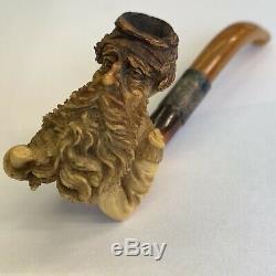 Antique Meerschaum Tobacco Pipe Finely Carved Bearded Soldier Civil War Type