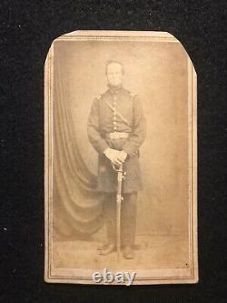 Antique Pomeroy Ohio Civil War Union Soldier Officer Armed With Sword Cdv Photo
