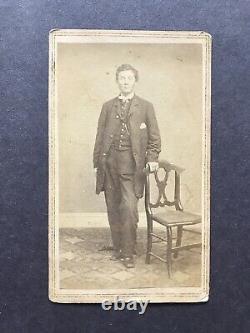Antique Signed Civil War Soldier In Unusual Writing Or Language Cdv Photo