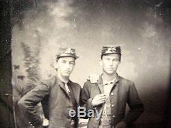 Antique TINTYPE PHOTO of 2 CIVIL WAR UNION SOLDIERS Brothers HONESDALE PA