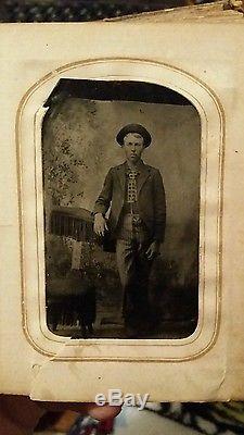 Antique Tintype Daguerreotype Album 32 images Rare pics inc Civil War Soldier