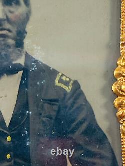 Antique Tintype HAND PAINTED folk art civil war era uniform soldier officer #9