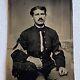 Antique Tintype Photograph Handsome Man Soldier Civil War Sleeve Patches