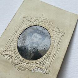 Antique Tintype Photograph Handsome Young Man In Kepi Civil War Soldier Cigar